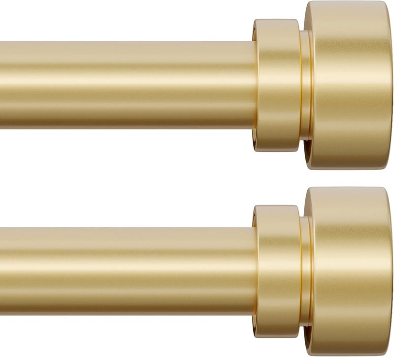 PORTRES Modern Gold Curtain Rods set of 2 for Windows 28 to 48 Inches Adjustable Length 1" Diameter Heavy Duty Curtain Rod with Farmhouse Decorative Finials for Outdoor Bedroom Kitchen Living Room - Image 1